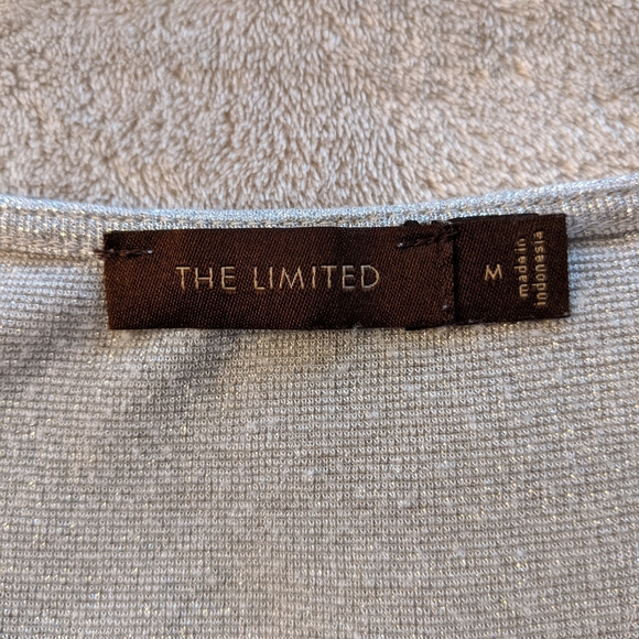 The Limited Silver Shimmery Draped Blouse Medium - Picture 7 of 7